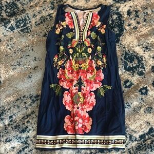 Floral Sleeveless Dress - Navy and Pink